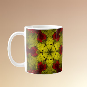 Mug Kaleidoscope psychédélique Fleur rouge et jaune