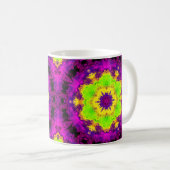 Mug Kaleidoscope psychédélique vert jaune et violet (Devant droit)