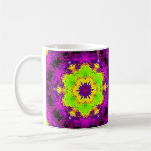 Mug Kaleidoscope psychédélique vert jaune et violet