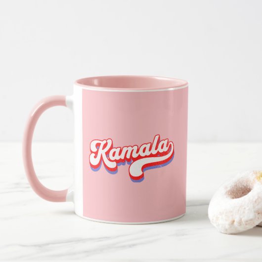 Mug Kamala Harris 2024 Cute Election 2024 Hot Pink (Avec donut)