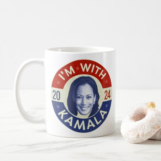 Mug Kamala Harris Président 2024 Democrat Photo Retro (Avec donut)