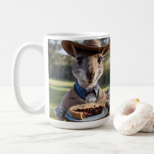 Mug Kangourou Australien tenant une tourte à la viande