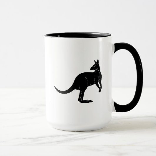 Mug Kangourou dans le minimalisme noir de couleur (Droite)