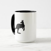 Mug Kangourou dans le minimalisme noir de couleur (Devant gauche)