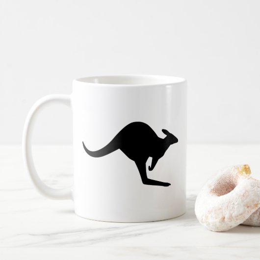 Mug Kangourou de prudence noir et blanc (Avec donut)