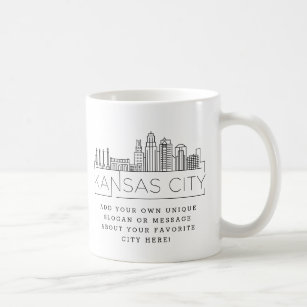 Mug Kansas   Stylisé City Skyline Custom Slogan 