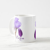 Mug Karen nom fille mauve iris fleuri (Devant gauche)