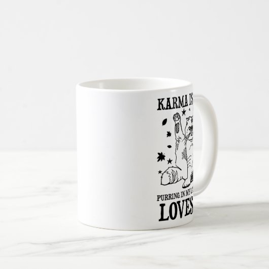 Mug Karma Drôle Est Un Chat Purant Dans Mon Lap Cause  (Devant droit)