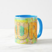 Mug Kaur - 2 floraux - bleu (Devant droit)