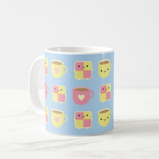 Mug Kawaii Battenberg Cake & Cup of Tea (Devant gauche)