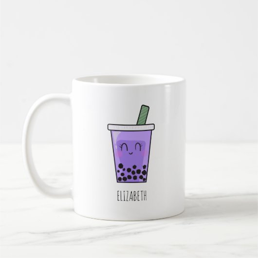 Mug Kawaii Bubble Tea Boba Taro Ube Purple Yam Nom (Gauche)