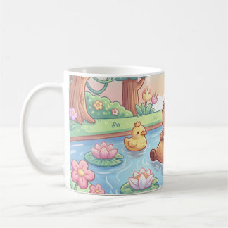 Mug Kawaii capy in a pond