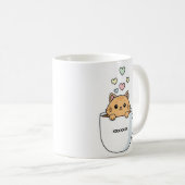 Mug Kawaii Cat & Coffee Hearts Illustration (Devant droit)