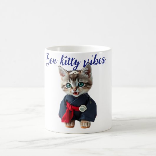 Mug 😻 Kawaii Cat in Blue Kimono - Japanese Style Art (Centre)