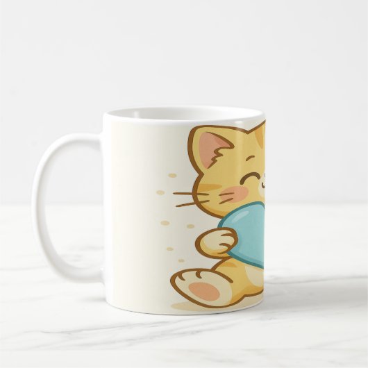 Mug Kawaii Chat Avec Coeur (Gauche)