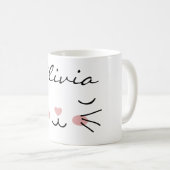 Mug Kawaii Chat visage Sleepy Kitty Nom personnalisé M (Devant droit)