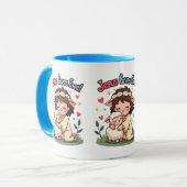Mug Kawaii Christian "Jesus aime Ewe" Pastel Design (Devant gauche)