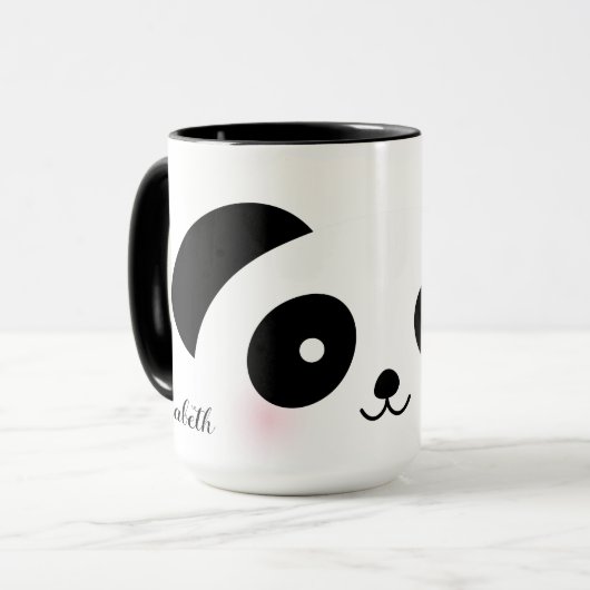 Mug Kawaii Cute Cartographie Panda Bear Nom personnali (Devant gauche)
