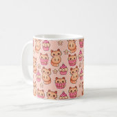 Mug Kawaii Cute Cats and Cupcakes Motif rose (Devant gauche)