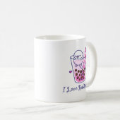 Mug Kawaii Cute Pastel Pink Budgie Boba Bubble Tea (Devant droit)