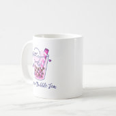 Mug Kawaii Cute Pastel Pink Budgie Boba Bubble Tea (Devant gauche)
