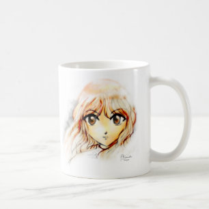 Mug Kawaii de yeux de croquis de fille d'Anime de
