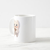 Mug Kawaii Dents Mangeant du Chocolat. (Devant gauche)
