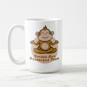 Mug Kawaii drôle singe brun sourire et faire du yoga
