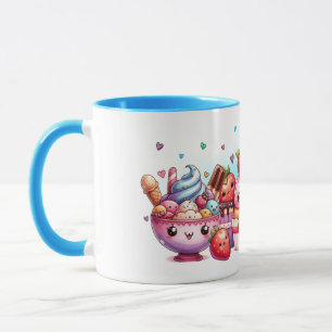 Mug Kawaii fraises et amis de la crème glacée
