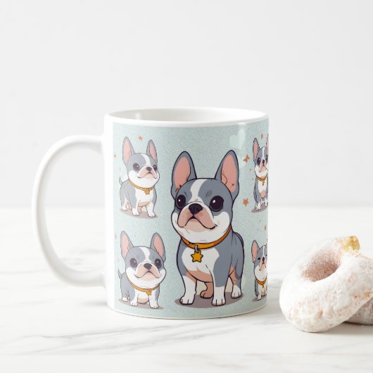 Mug Kawaii French Bulldog (Avec donut)
