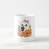 Mug Kawaii Ghost Halloween Chat noir Citrouille Chat c (Centre)