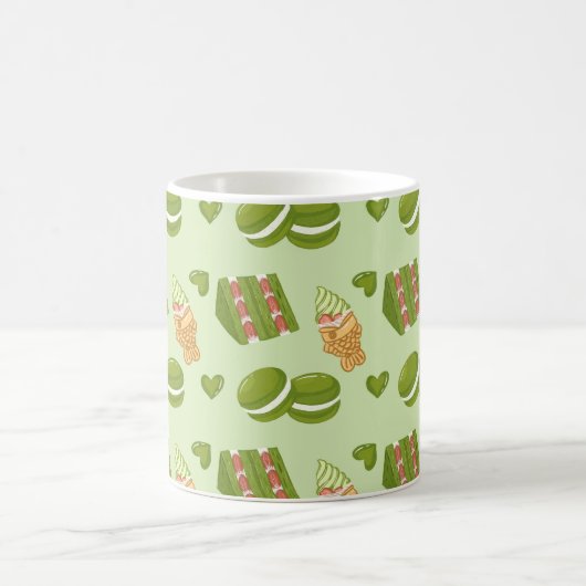 Mug Kawaii Hand-Drawn Matcha Sweets Seamless Pattern (Centre)
