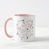 Mug kawaii maman lapin et son lapin avec des fleurs (Gauche)