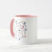 Mug kawaii maman lapin et son lapin avec des fleurs (Devant gauche)