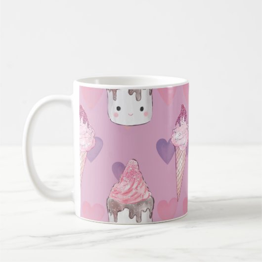 Mug Kawaii Marshmallow & Motif de crème glacée (Gauche)