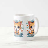 Mug Kawaii Nautical Cat Ancre Pun (Devant droit)