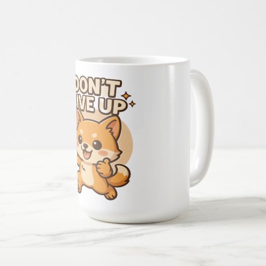 Mug Kawaii Shiba Inu – DON’T GIVE UP Cute Motivational (Devant droit)