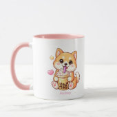 Mug Kawaii Shiba Inu Drinking Bubble Tea Unisex (Gauche)