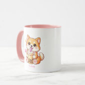 Mug Kawaii Shiba Inu Drinking Bubble Tea Unisex (Devant gauche)
