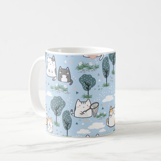 Mug Kawaii Spring Chats Motif de la nature (Devant gauche)