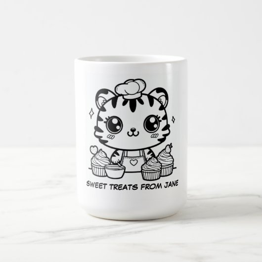 Mug Kawaii Tiger Baker Personnalisé | Cute Cupcake (Centre)