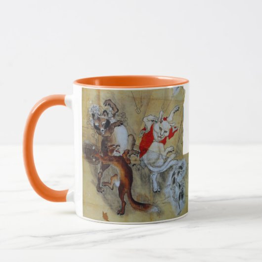 Mug kawanabe kyosai, Tanuki and monster cat (Gauche)