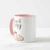 Mug "Keep it Cozy" with Sleepy Bear and Coffee (Devant gauche)