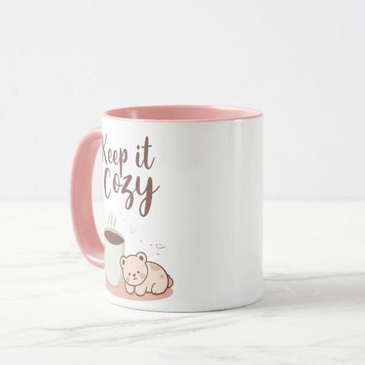 Mug "Keep it Cozy" with Sleepy Bear and Coffee (Devant gauche)