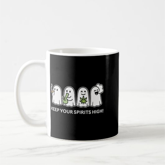 Mug Keep Your Srits High Ghost Smoking Weed Halloween  (Gauche)