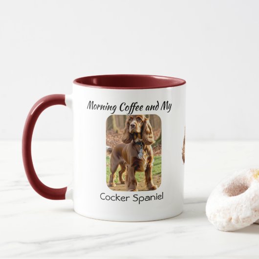 Mug Keepsaké Photo Cocker Spaniel Personnaliser (Avec donut)