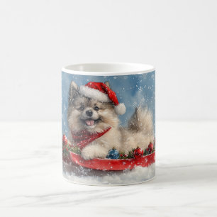 Mug Keeshond Chien dans la corniche laissez-le neiger