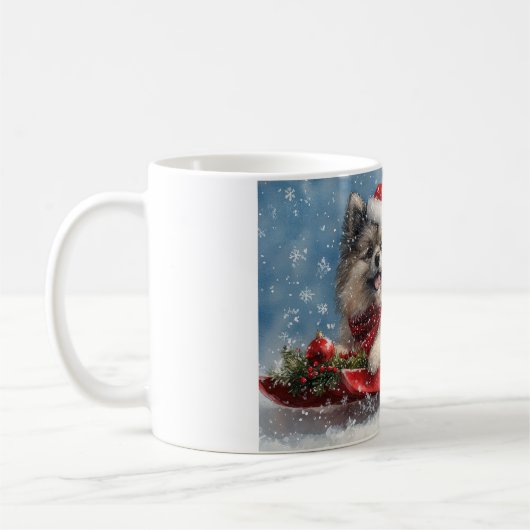 Mug Keeshond Chien dans la corniche laissez-le neiger (Gauche)
