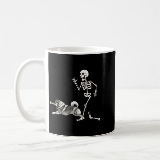Mug Keeshond et squelette Halloween drôles (Gauche)