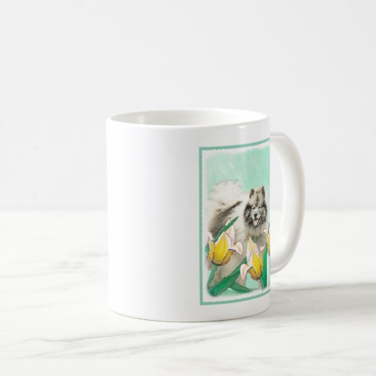 Mug Keeshony in Tulips Peinture mignonne Original Chie (Devant droit)